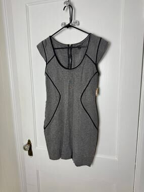 Express Dress Women's 4 Gray Black Sheath Cap Sleeve Mini Work Career Office